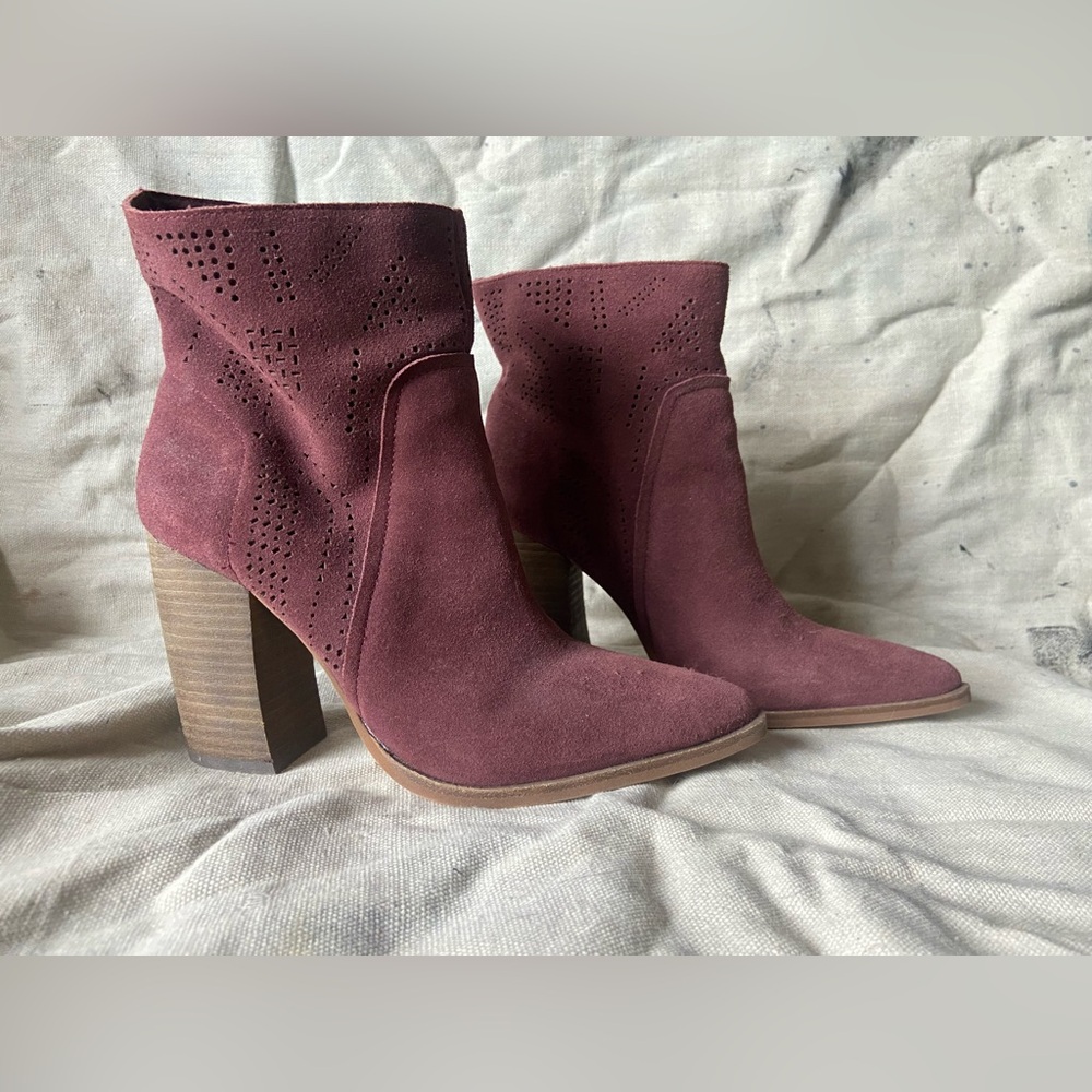 Vince Camuto Leather Perforated Ankle Boots - Catheryna in Wistful Mauve